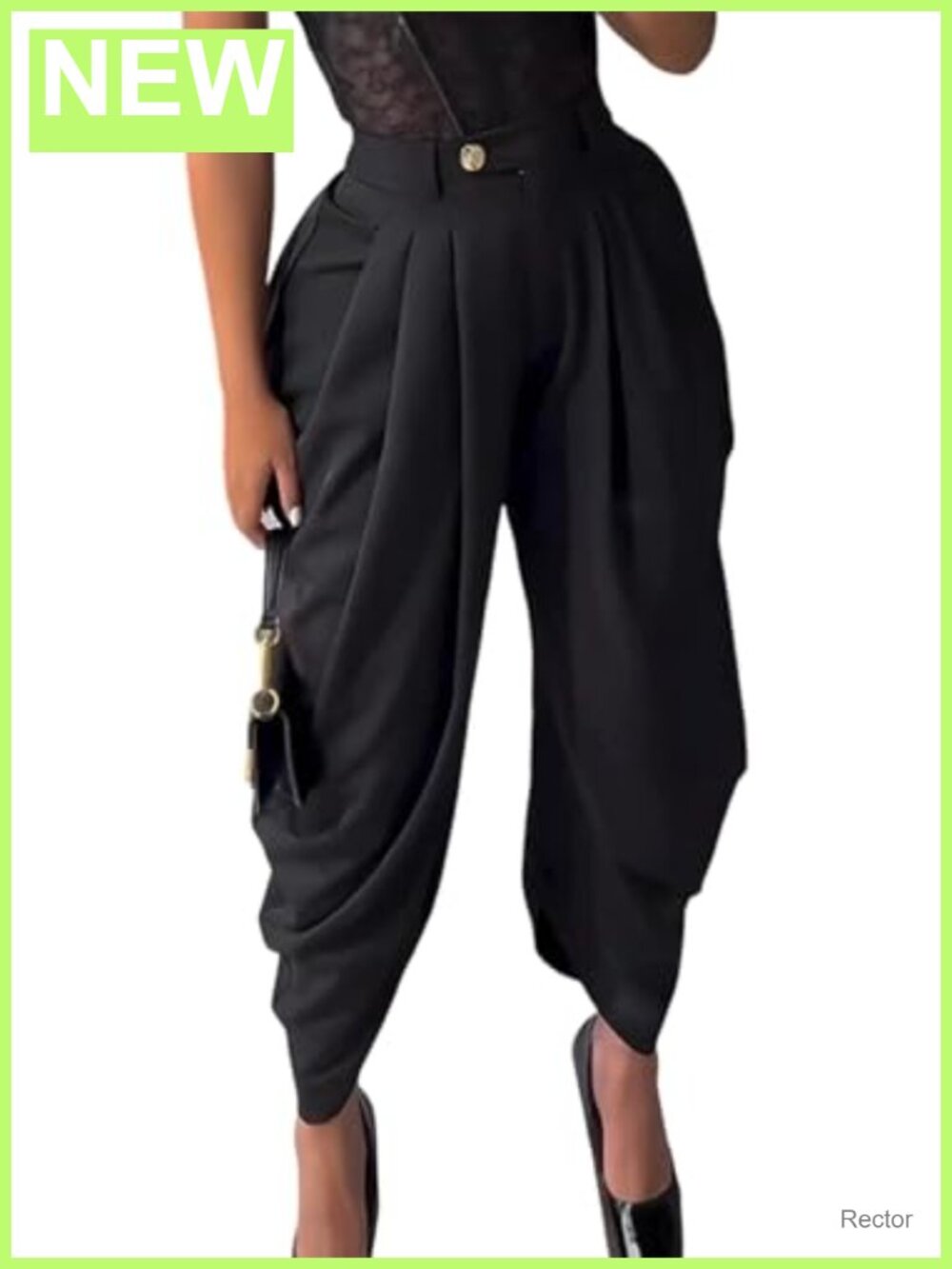 Women's Wide Leg High Waisted Pleated Palazzo Trousers Business Work Pants
